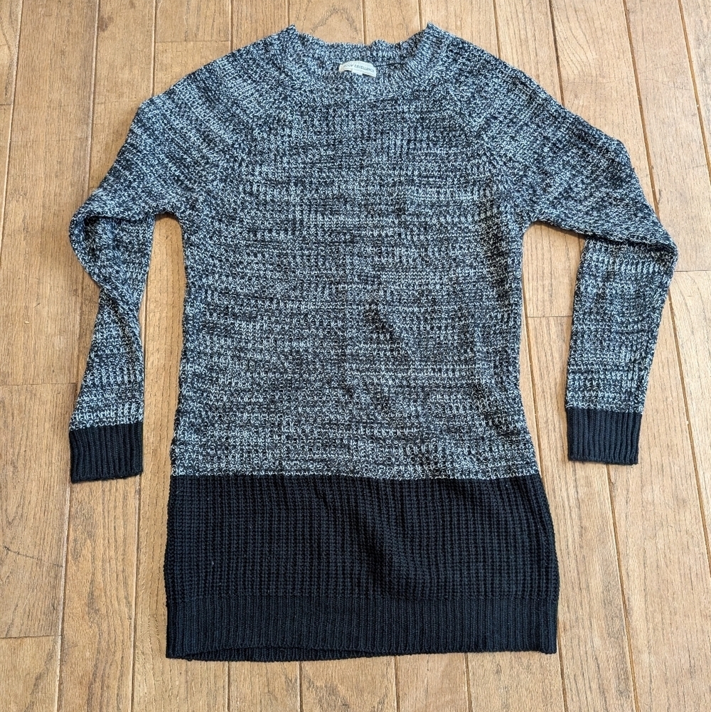 Juniors Poof Excellence Black and Gray Long Sleeve Sweater Dress Size Medium